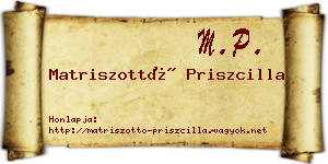 Matriszottó Priszcilla névjegykártya